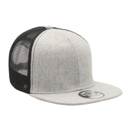 4396 Heathered Flat Peak Trucker 8 Pack