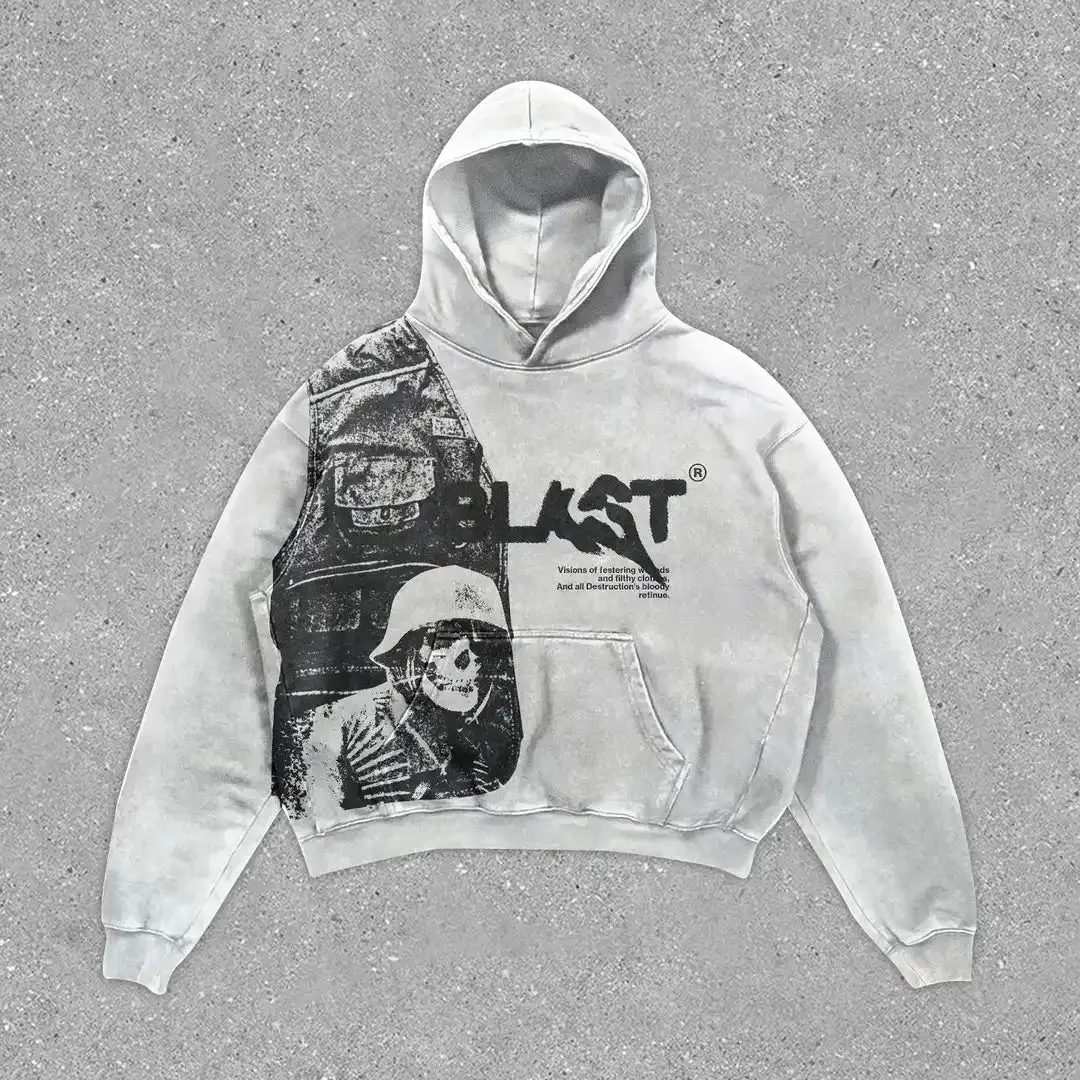 Chicmy-Fall Outfits Outwear Streetwear y2k 90s Fashion Retro Y2K 2024 Coats Pattern Skull Streetwear Gothic Casual hoodie Alphabet Blast Hoodies Women Print Fashion Harajuku Tops