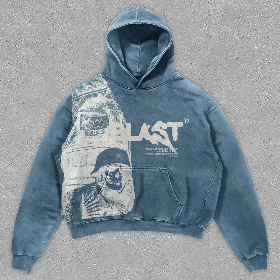 Chicmy-Fall Outfits Outwear Streetwear y2k 90s Fashion Retro Y2K 2024 Coats Pattern Skull Streetwear Gothic Casual hoodie Alphabet Blast Hoodies Women Print Fashion Harajuku Tops