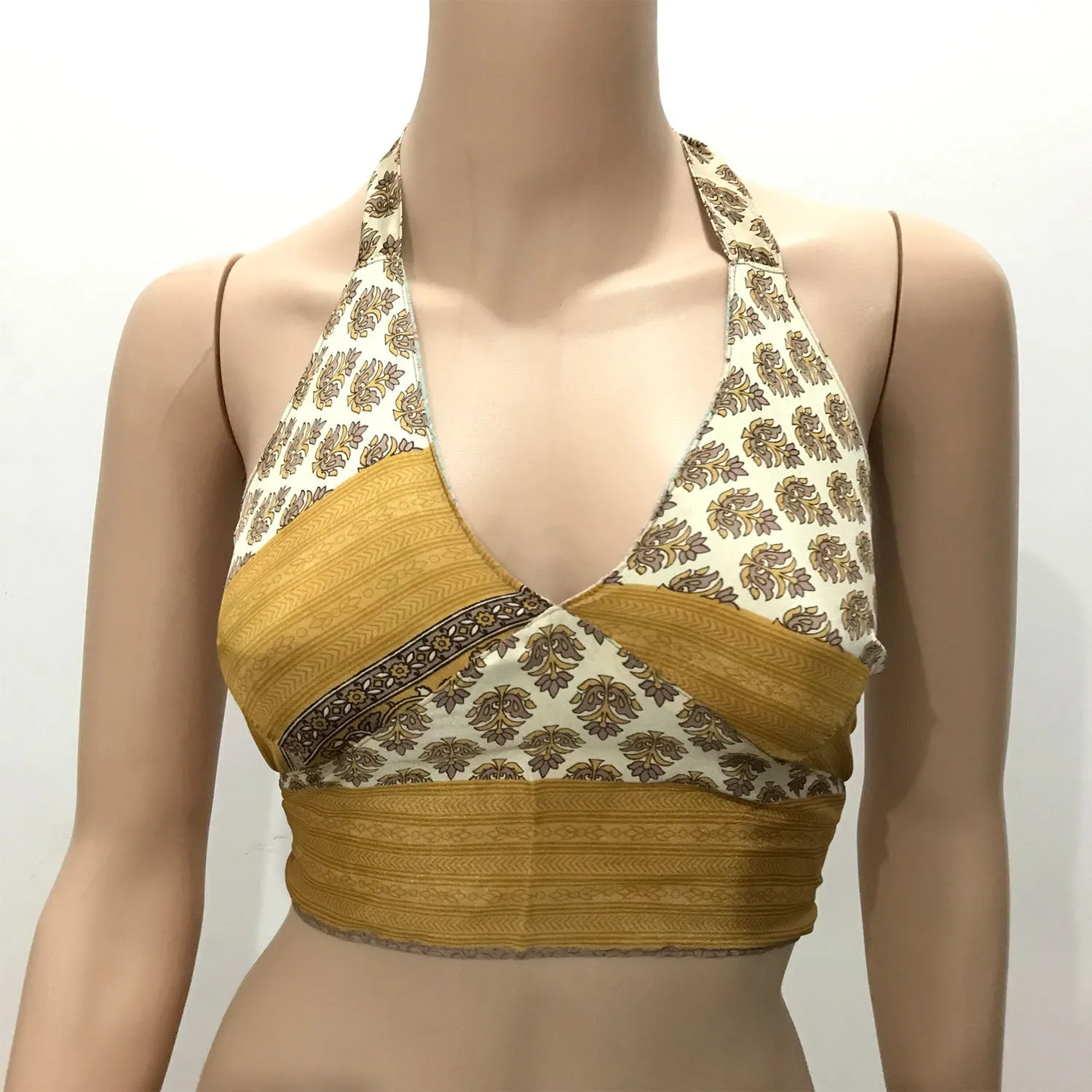 Choli Indian Crop Top | Halter Neck Back Less (Reversible)