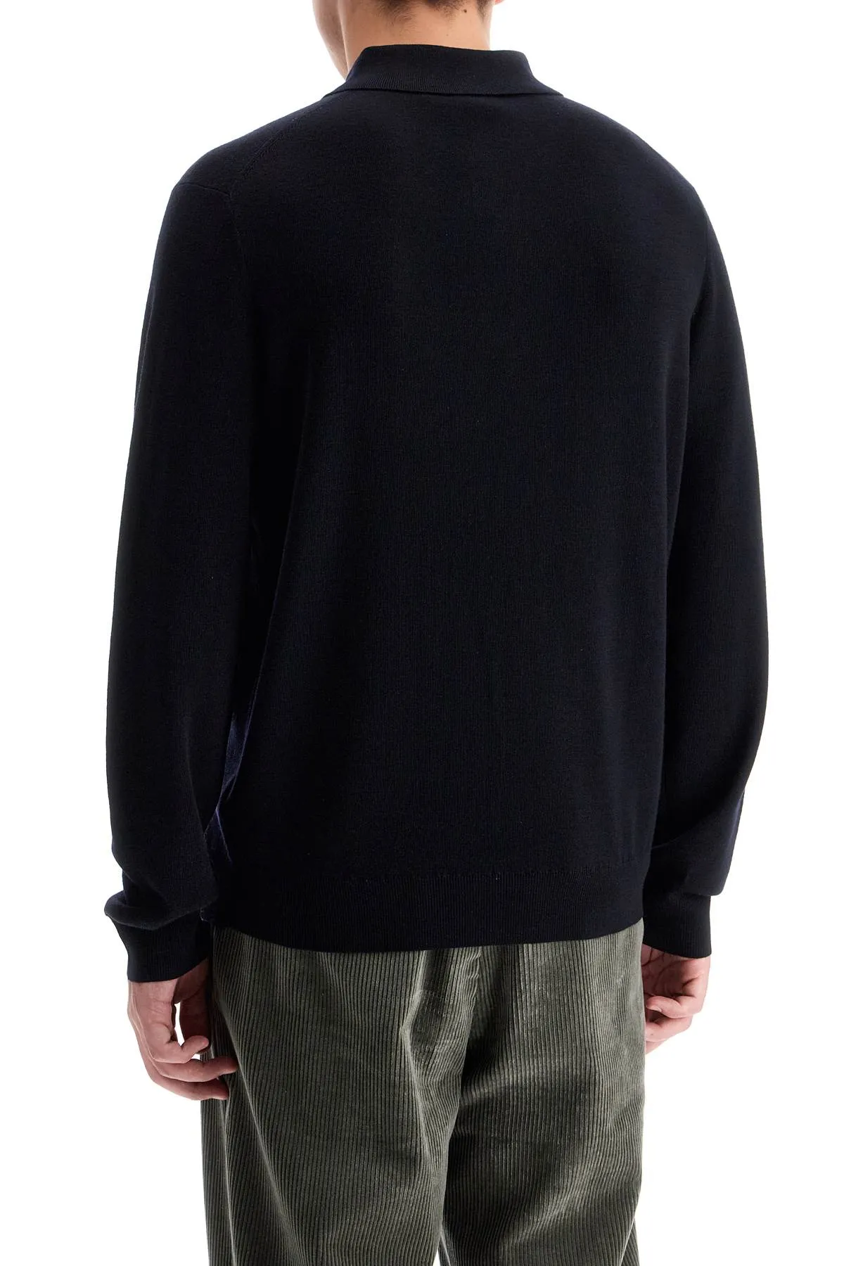 merino wool polo-style pullover sweater M1R 914Y N02501 VERY DARK NAVY