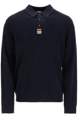 merino wool polo-style pullover sweater M1R 914Y N02501 VERY DARK NAVY