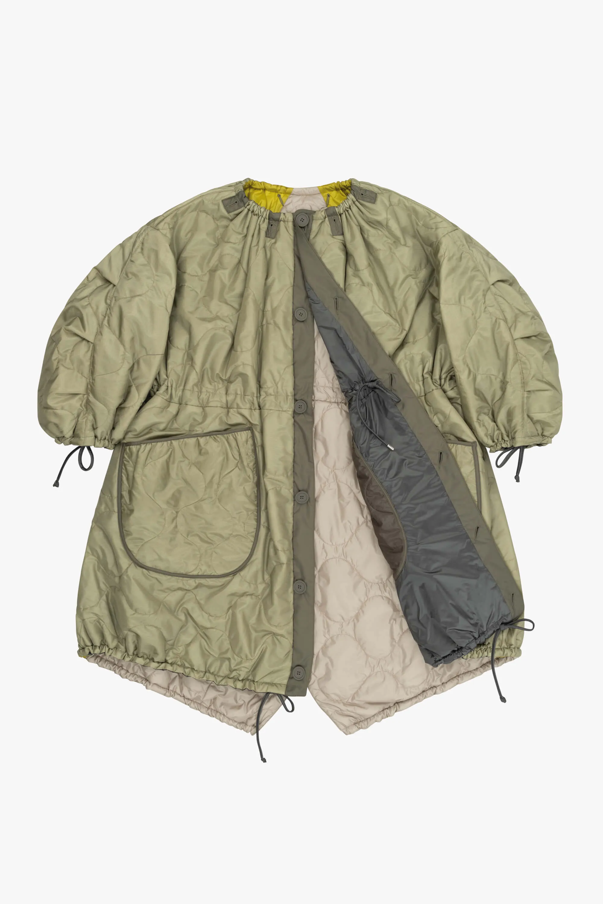Patchwork Parachute Parka - Mineral Green & Chartreuse / Pale Sage