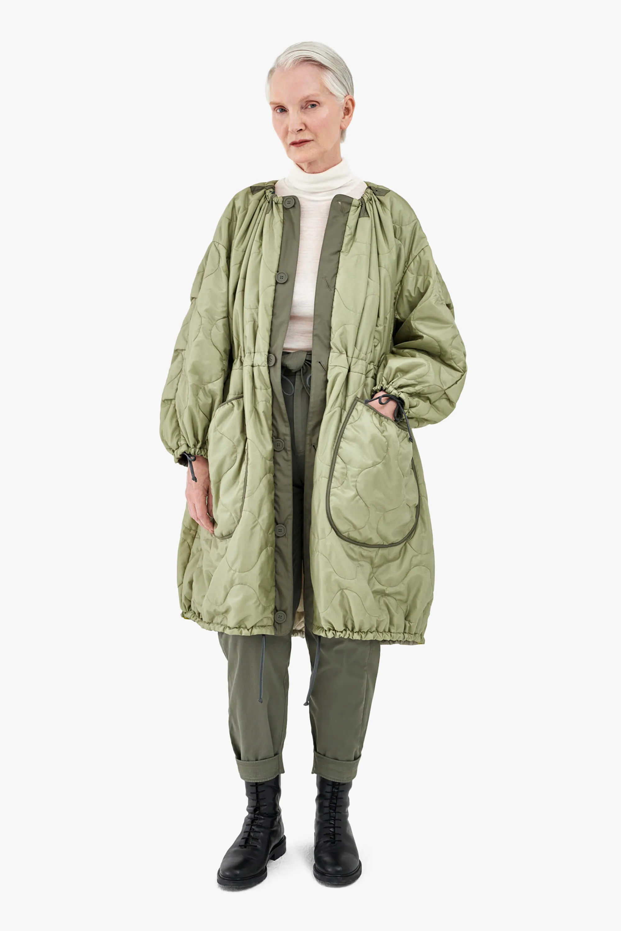 Patchwork Parachute Parka - Mineral Green & Chartreuse / Pale Sage