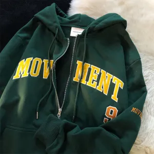 Purpdrank - Letter Print Casual Hooded Sweatshirts Women Vintage Simple Streetwear Coats Female Harajuku Loose Y2k Aesthetic Zip Up Hoodies