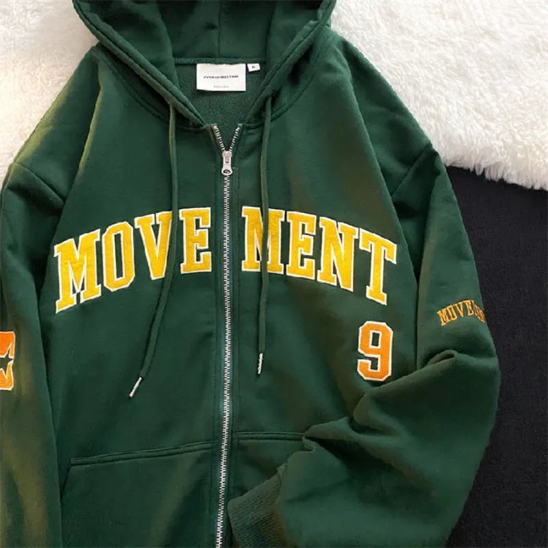 Purpdrank - Letter Print Casual Hooded Sweatshirts Women Vintage Simple Streetwear Coats Female Harajuku Loose Y2k Aesthetic Zip Up Hoodies