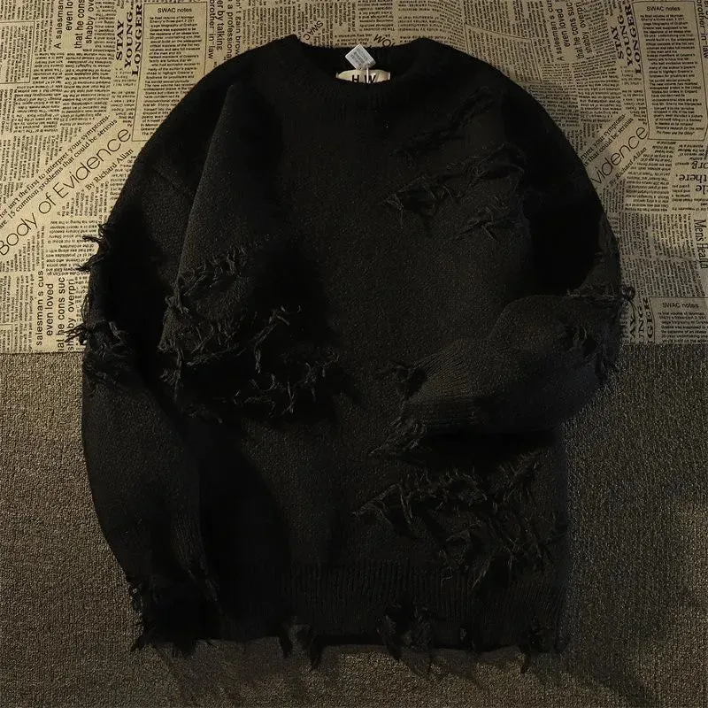 Retro Hole Fringed Sweater