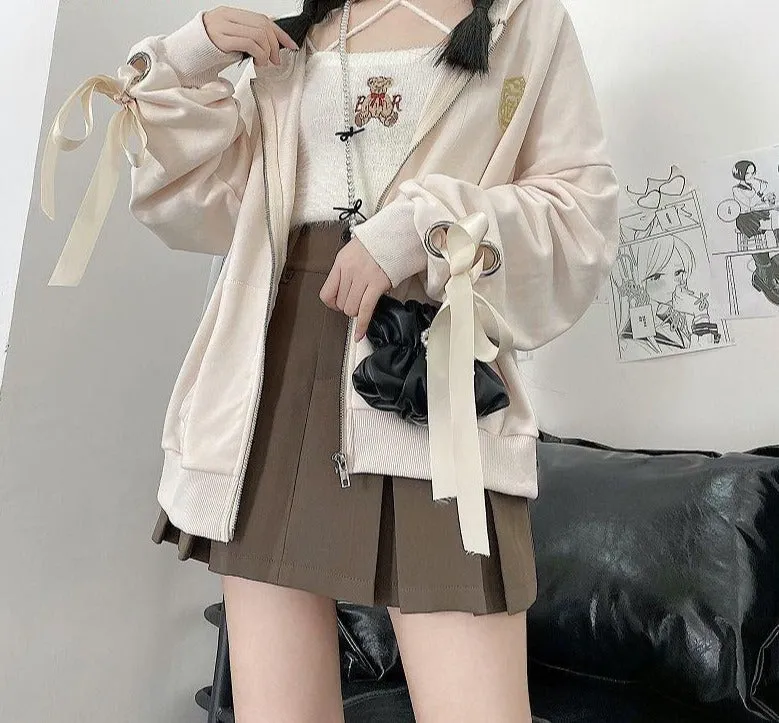 Romildi Spring Outfits Harajuku Y2K Autumn Female Hooded Sweatshirt Zipper Butterfly Print Long Sleeve Loose print Women Hoodies Coats plus size