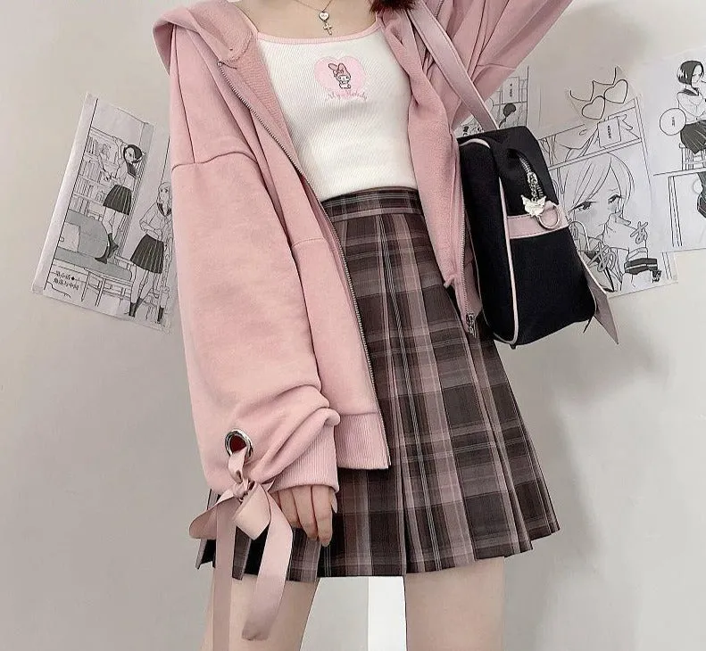 Romildi Spring Outfits Harajuku Y2K Autumn Female Hooded Sweatshirt Zipper Butterfly Print Long Sleeve Loose print Women Hoodies Coats plus size