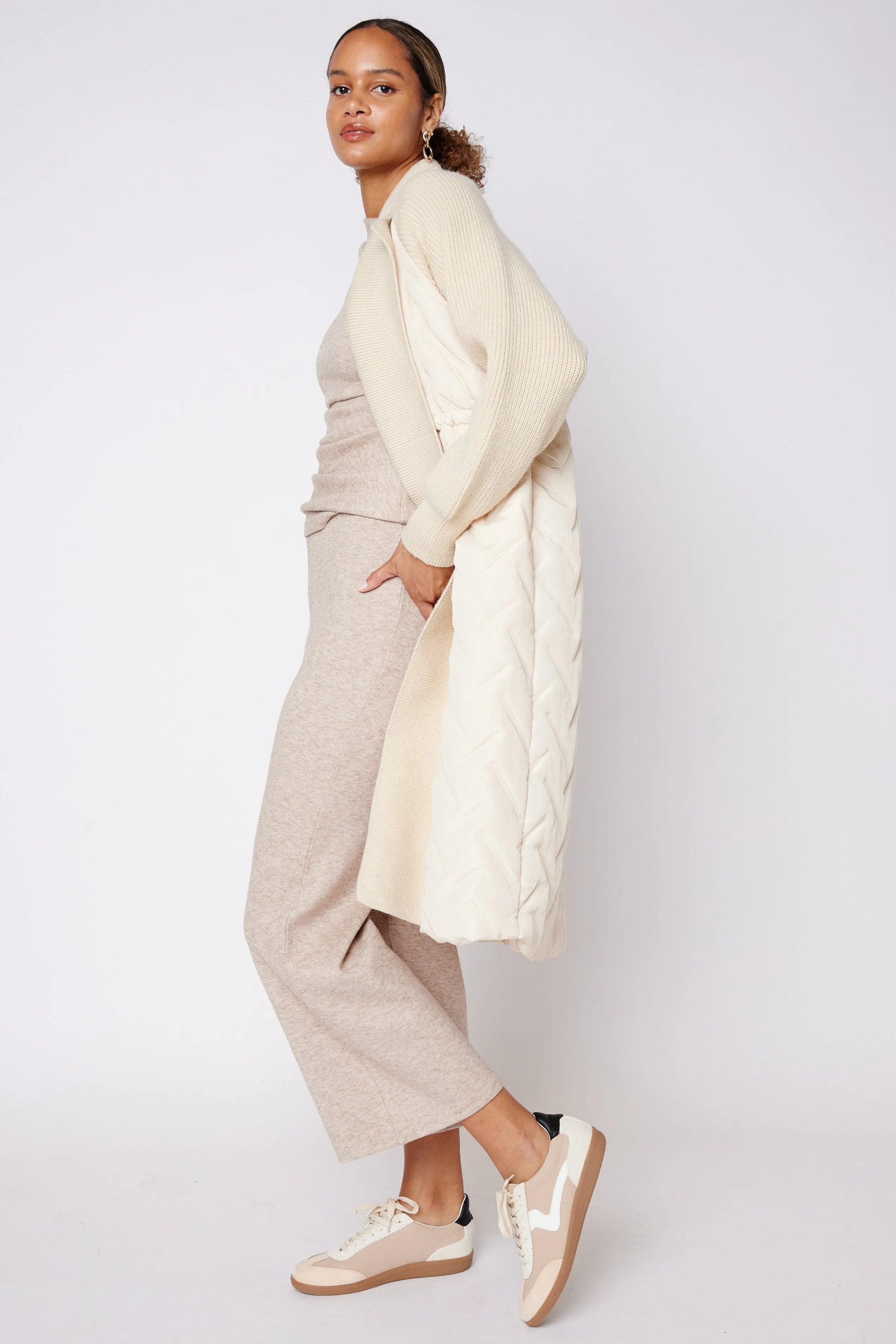 SALE - Collin Puffer Knit Mixed Media Coat