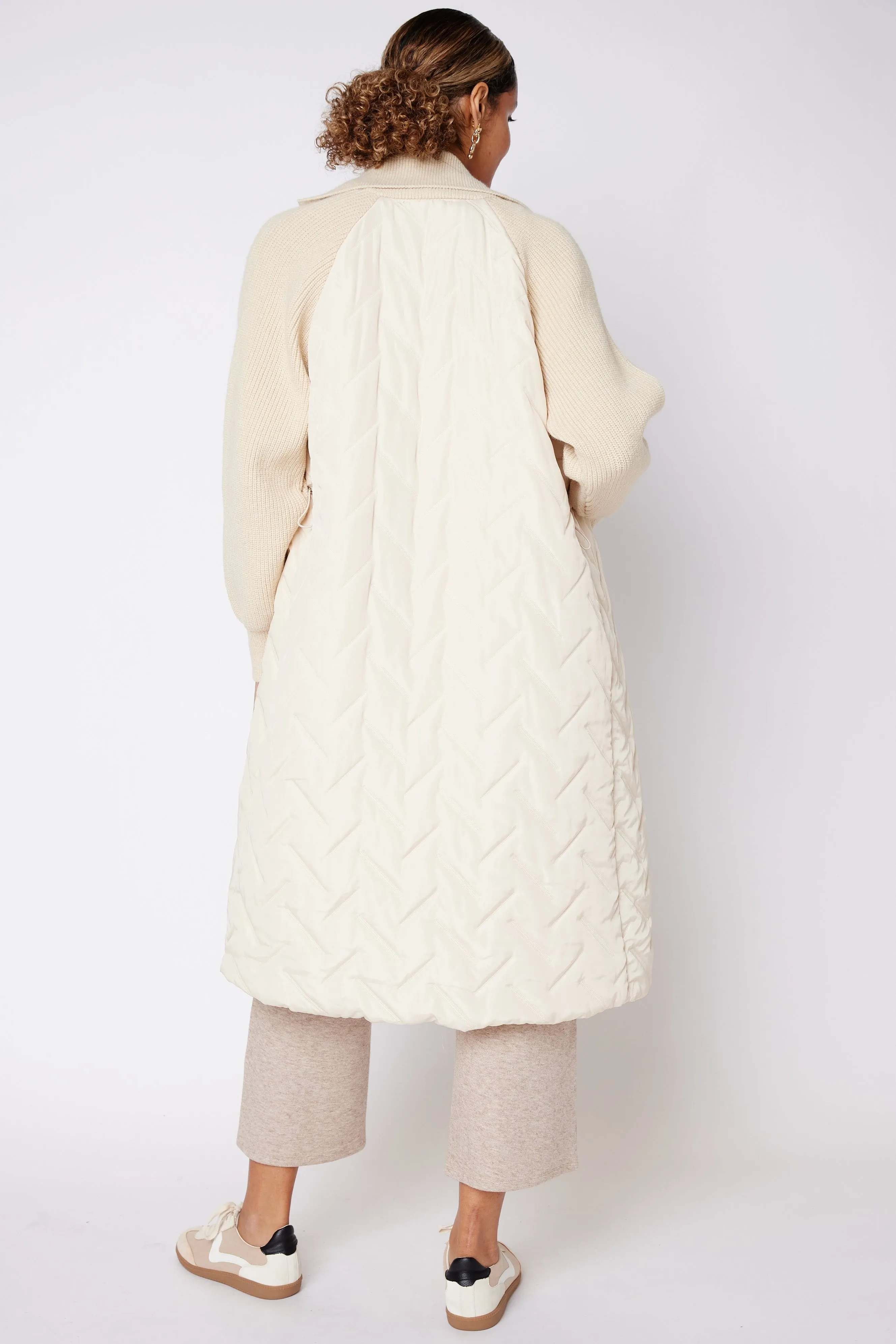 SALE - Collin Puffer Knit Mixed Media Coat