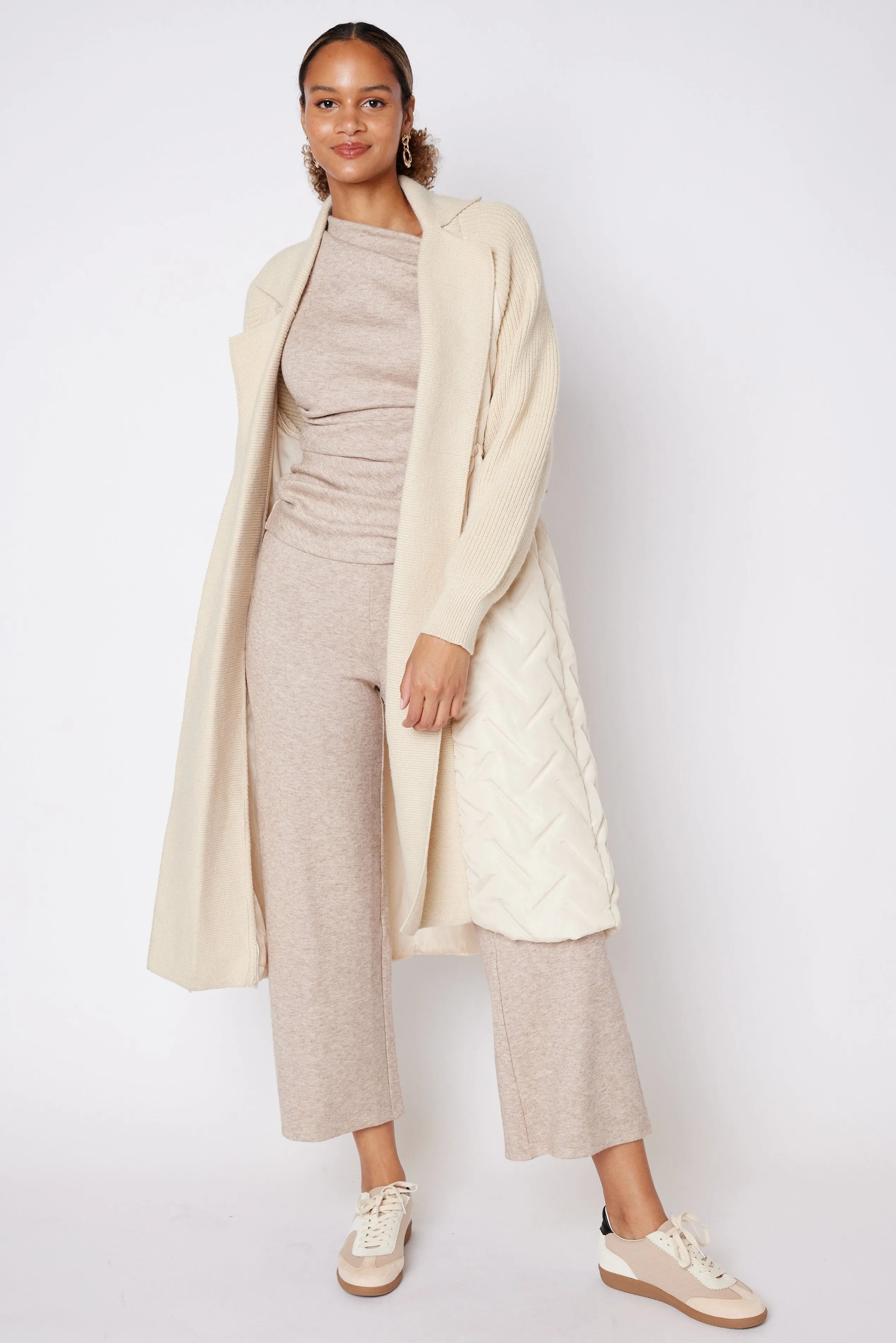 SALE - Collin Puffer Knit Mixed Media Coat