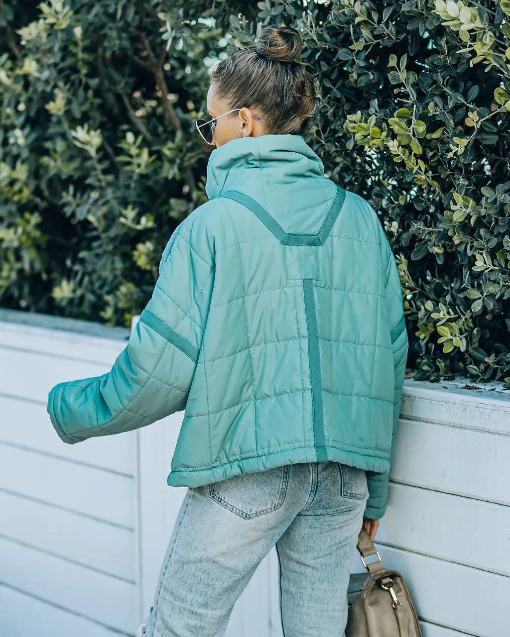 TastyHottie - Cassian Pocketed Quilted Puffer Jacket - Seafoam