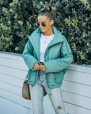 TastyHottie - Cassian Pocketed Quilted Puffer Jacket - Seafoam