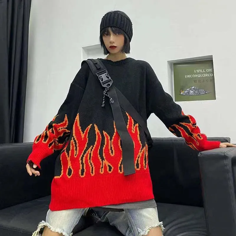 Unisex Flame Sweater in Oversized Fit - Stylish Winter Essential