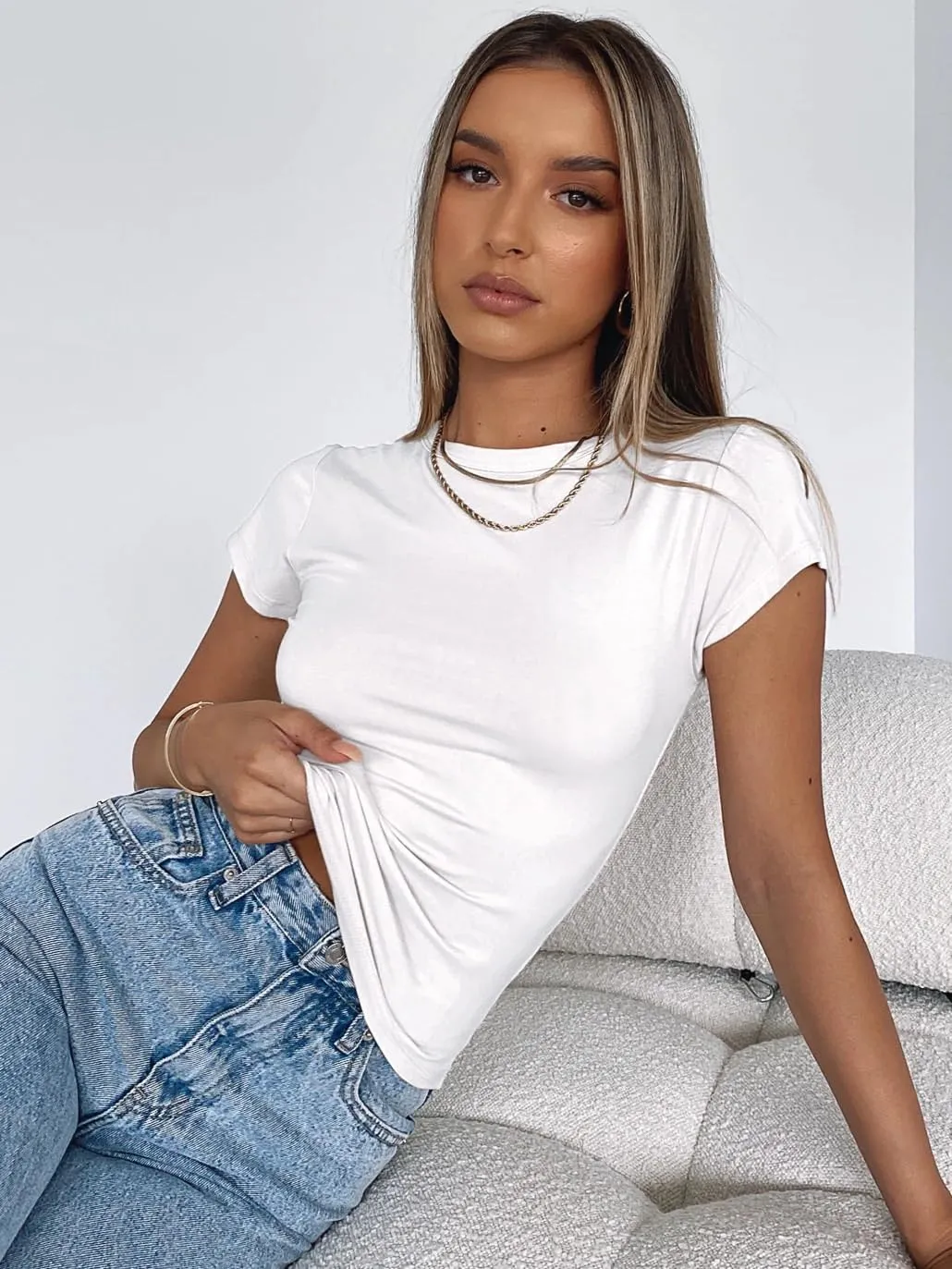 Zeagoo Short Sleeve Stretchy Bodycon Basic Tee Tops