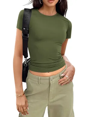 Zeagoo Short Sleeve Stretchy Bodycon Basic Tee Tops